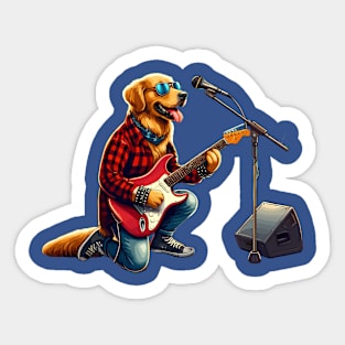 Golden Retriever Playing Guitar Sticker